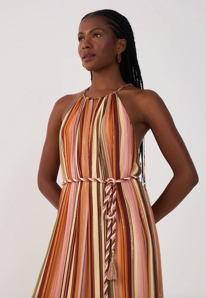 Bosque Print Lurex Maxi Dress