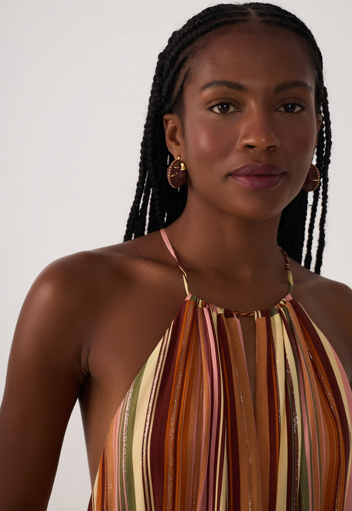 Bosque Print Lurex Maxi Dress