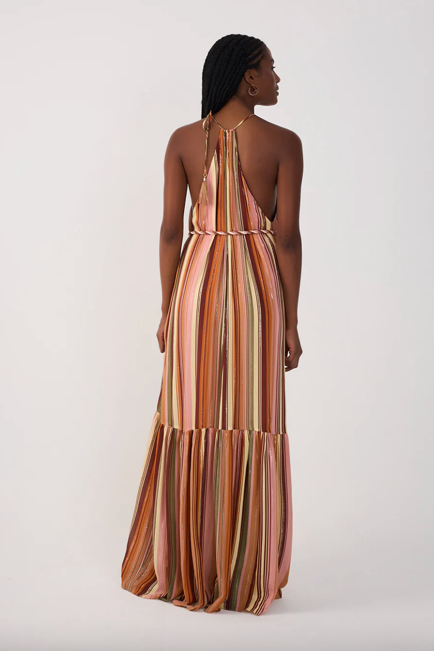 Bosque Print Lurex Maxi Dress