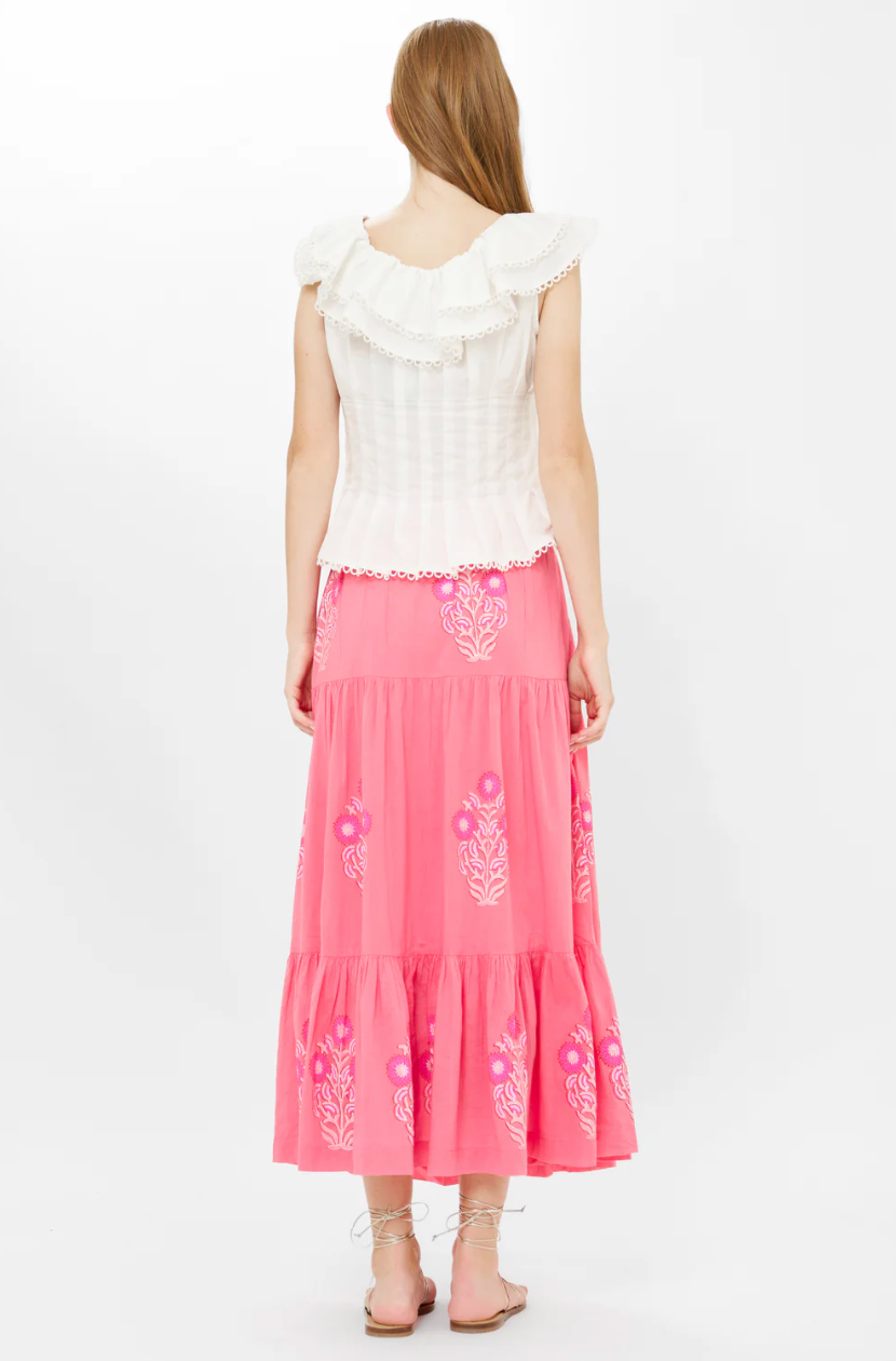 Button Front Skirt Raton Pink