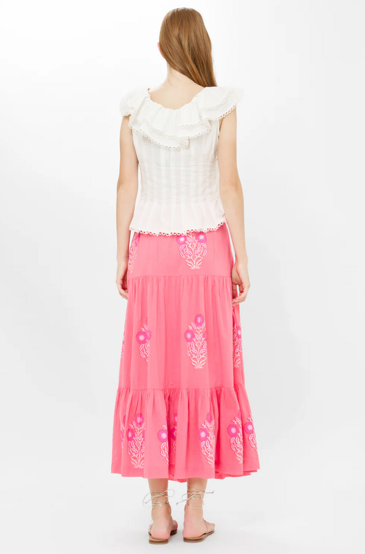 Button Front Skirt Raton Pink