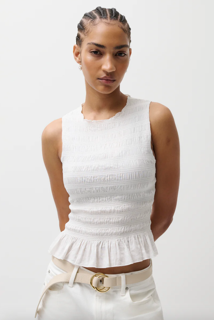 Phoebe Smocked Tank Le Blanc