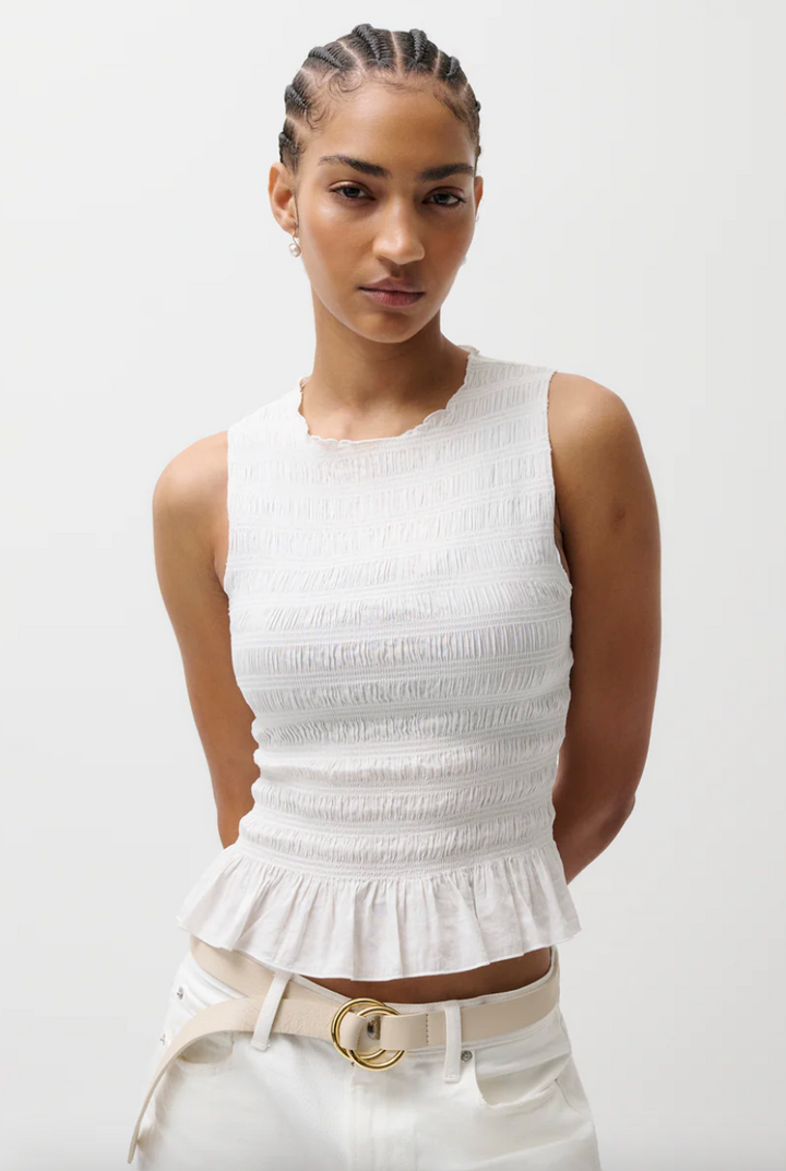Phoebe Smocked Tank Le Blanc