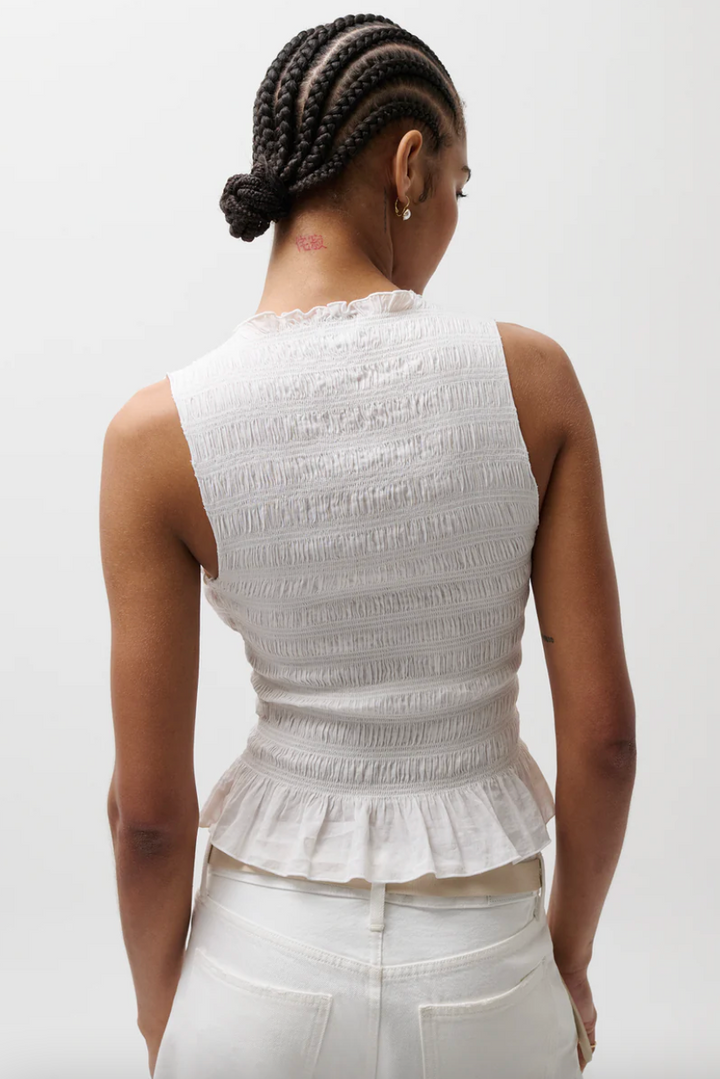 Phoebe Smocked Tank Le Blanc
