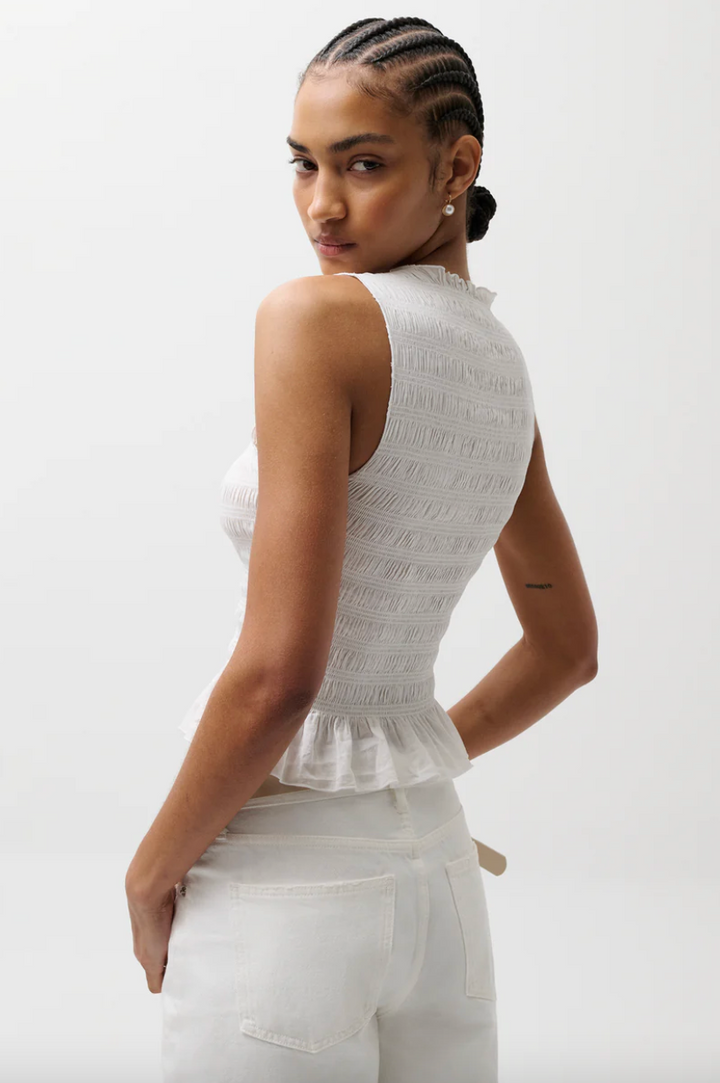 Phoebe Smocked Tank Le Blanc
