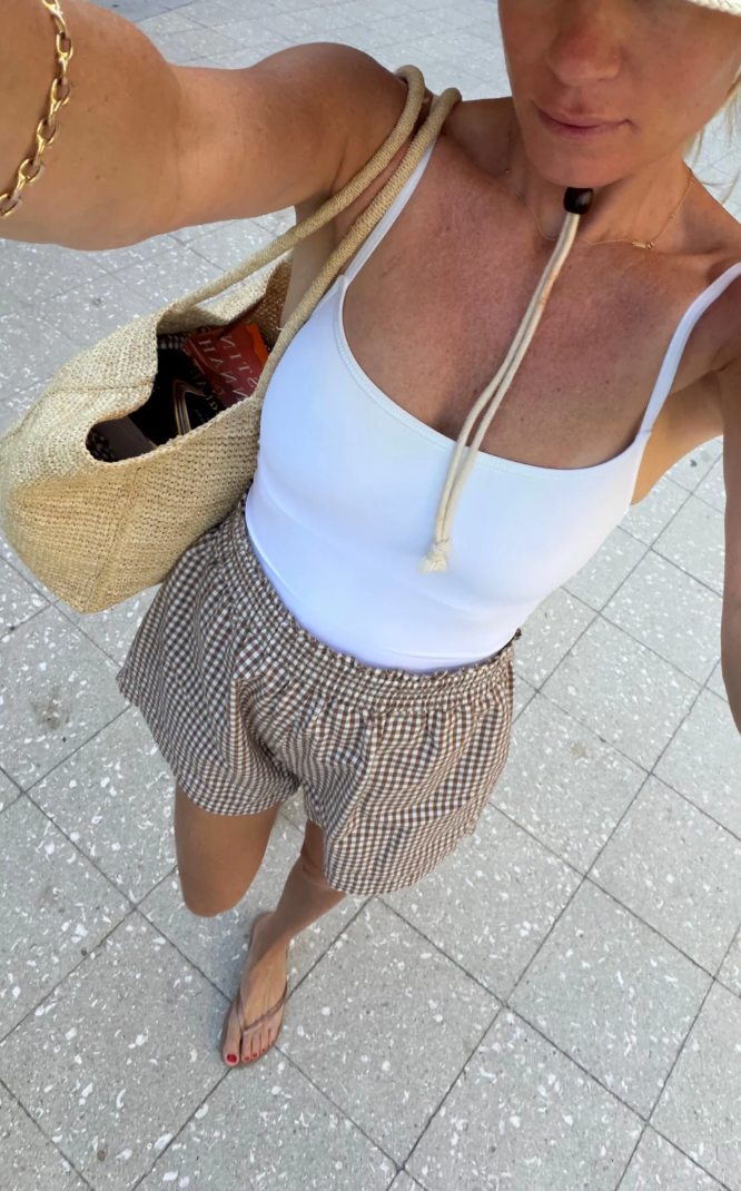 Ava Shorts Mocha Mini Gingham