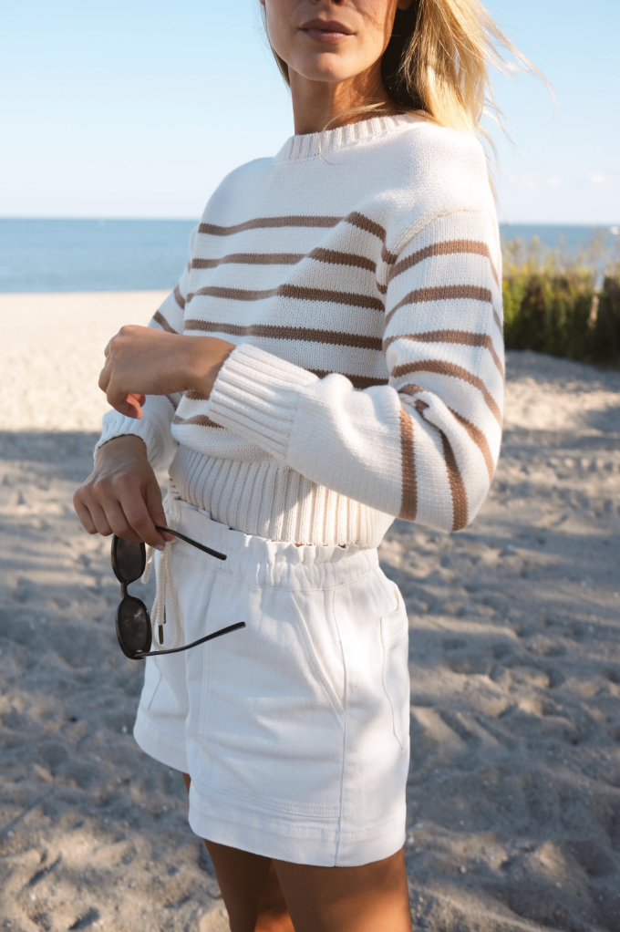 Lake Sweater Ivory/Camel Stripe
