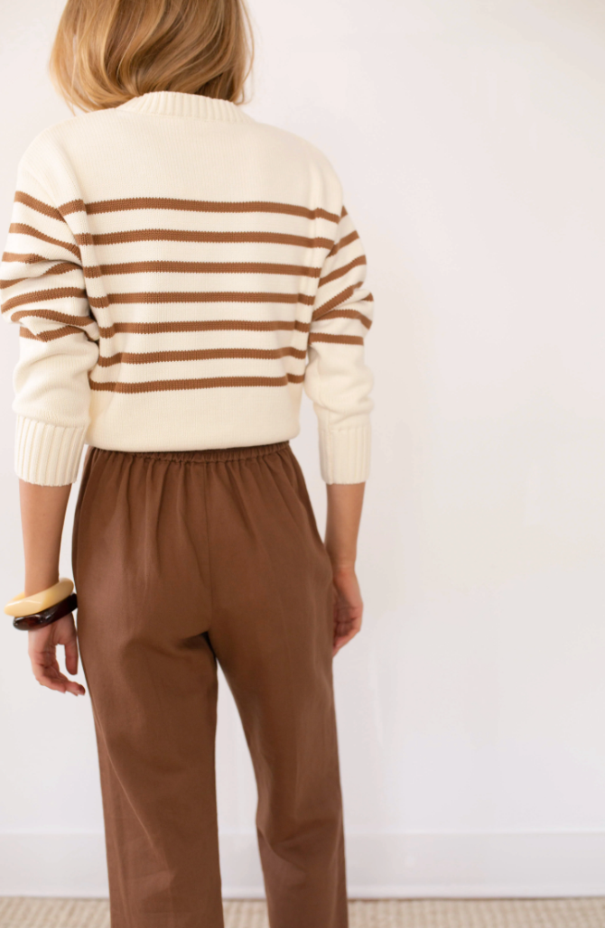 Lake Sweater Ivory/Camel Stripe