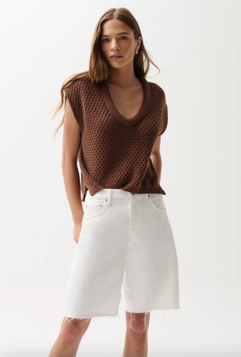 Beck Open Knit Cropped Sweater Java
