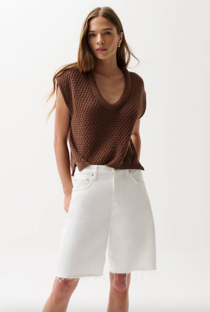 Beck Open Knit Cropped Sweater Java