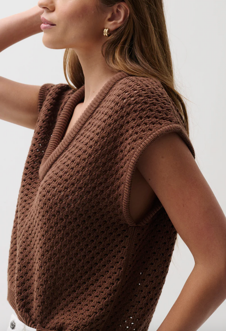 Beck Open Knit Cropped Sweater Java