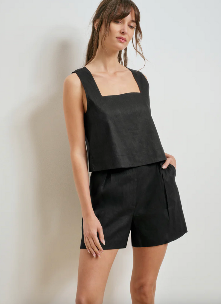 The Linen Abby Top Black