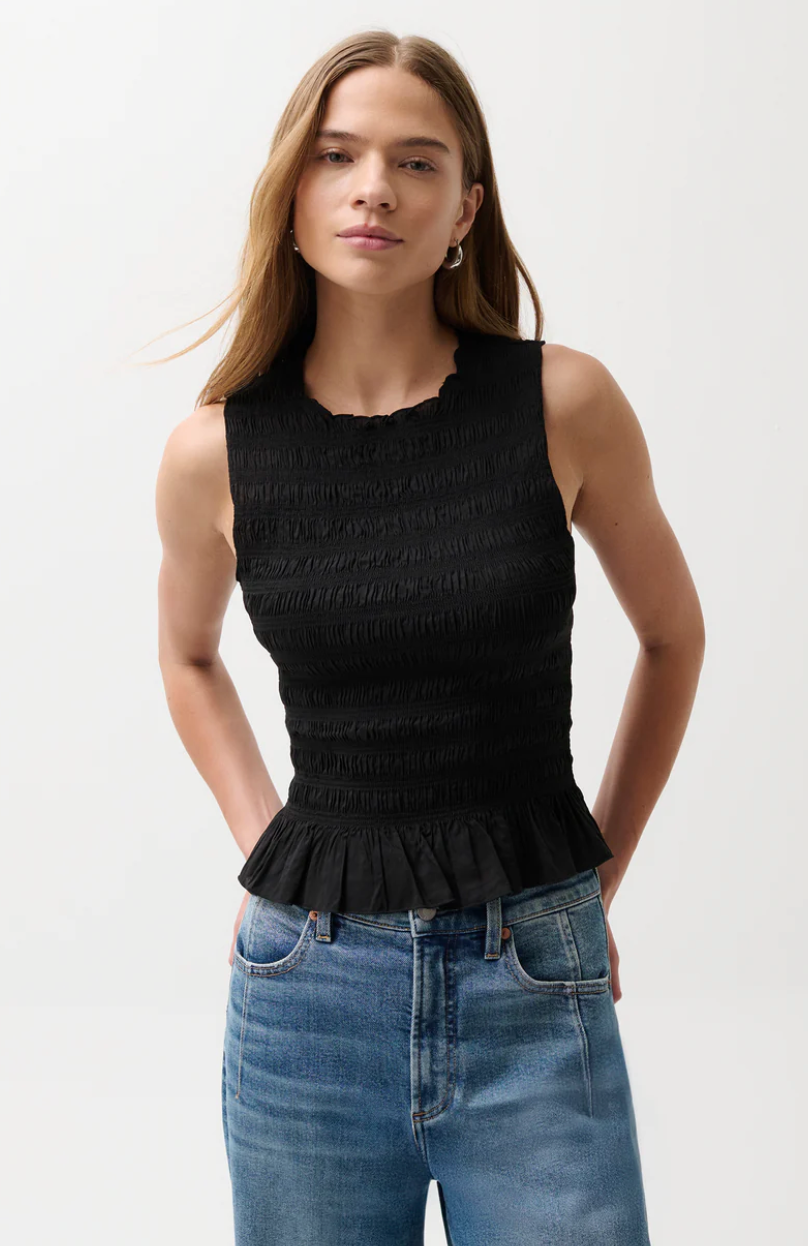Phoebe Smocked Tank Black