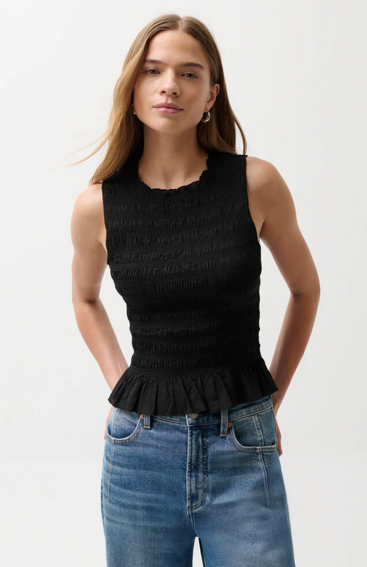 Phoebe Smocked Tank Black