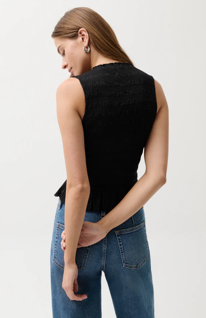 Phoebe Smocked Tank Black