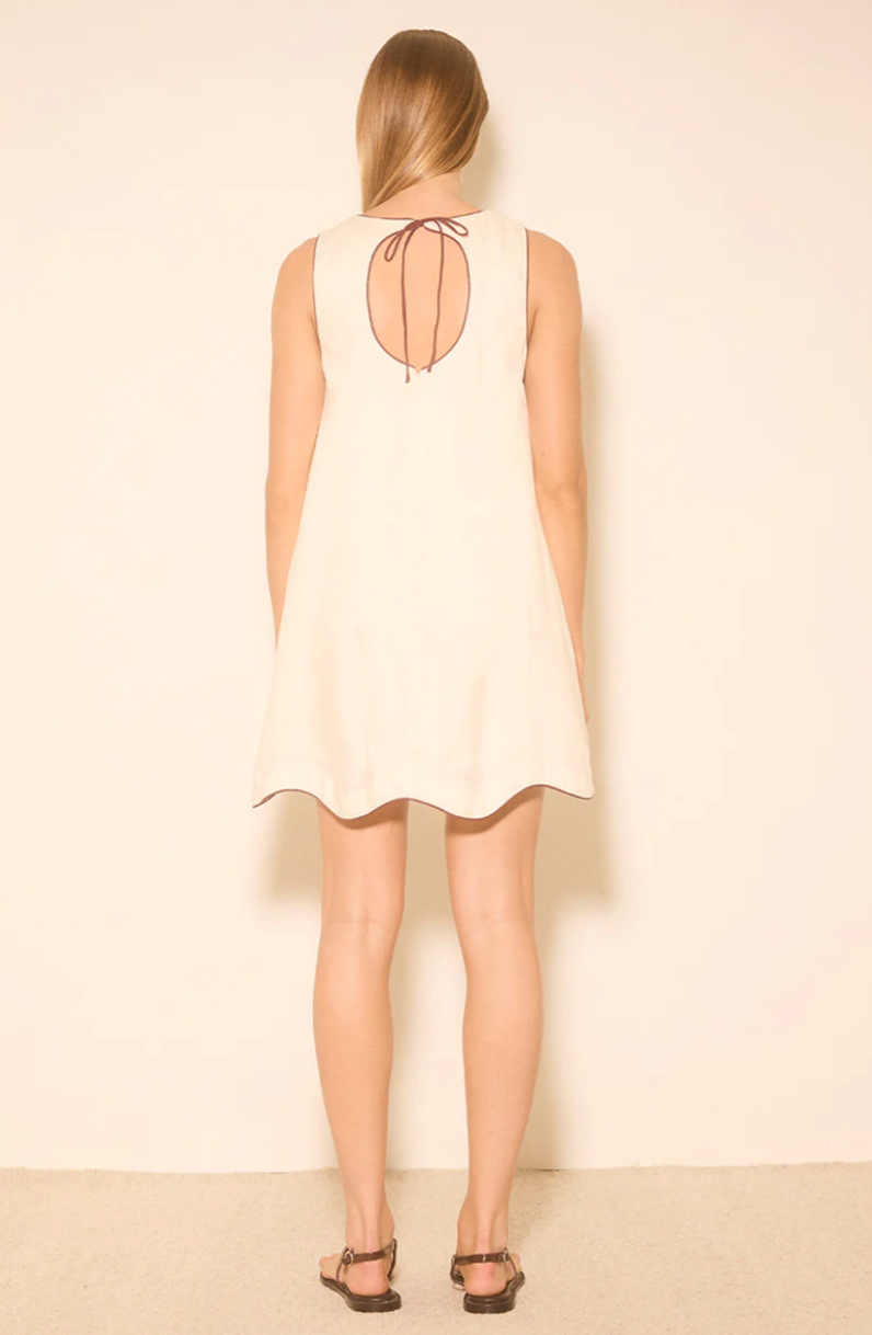 Aleria Mini Dress Cream With Contrast Bind