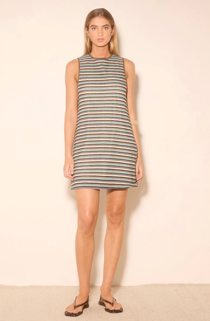 Dallas Mini Dress Blue And Brown Stripe
