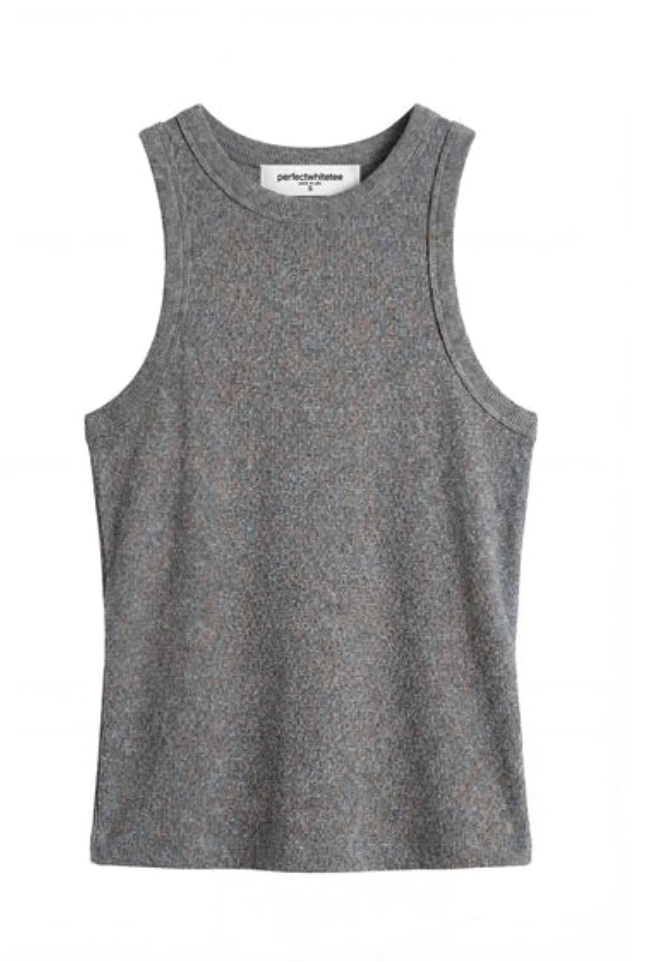 Daphne Rib High Neck Tank Dark Heather Grey