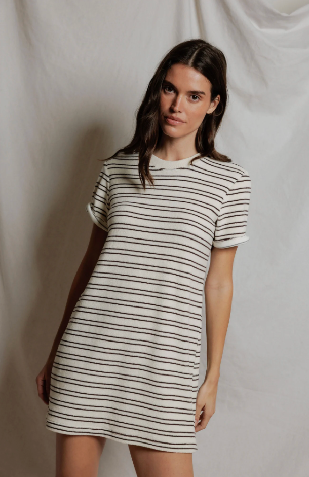 Nella Loop Terry Stripe Short Sleeve	Dress