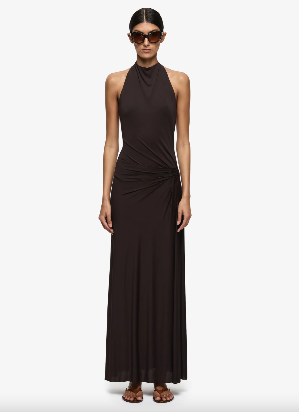 Court Halter Maxi Dress Dark Chocolate