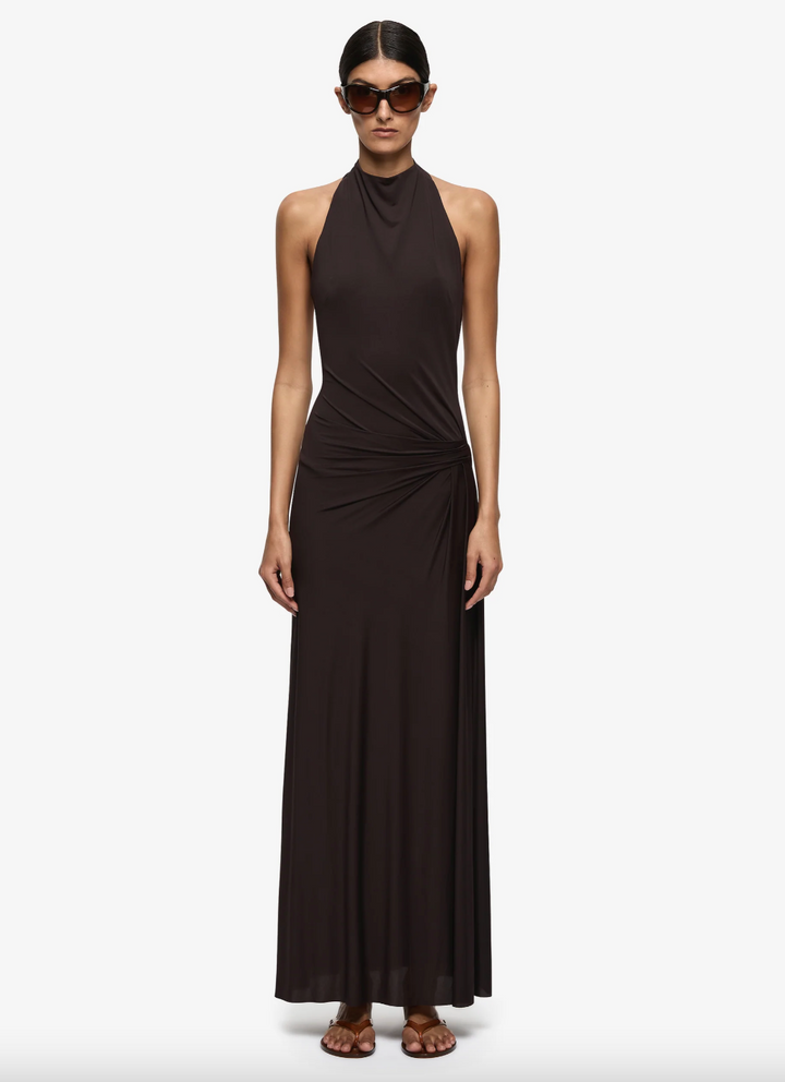 Court Halter Maxi Dress Dark Chocolate