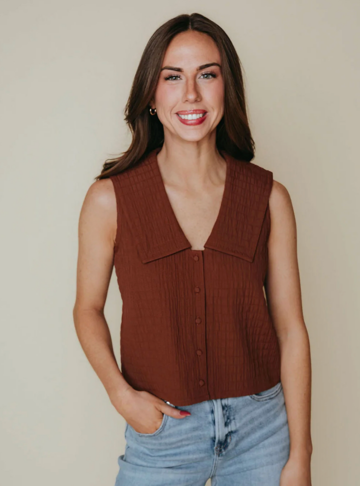 Lynn Top Brown Textured Fabric