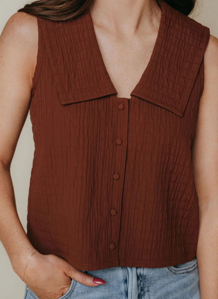 Lynn Top Brown Textured Fabric