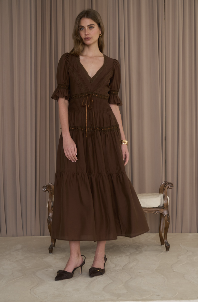 Sweetheart Neck Tier Midi Dress