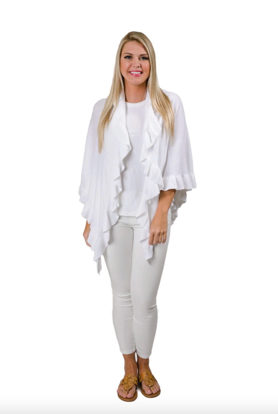 Ava Ruffle Wrap White