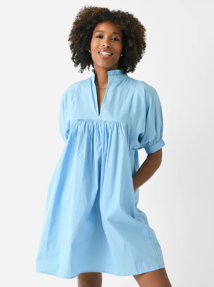 High Neck Dress Air Blue Poplin