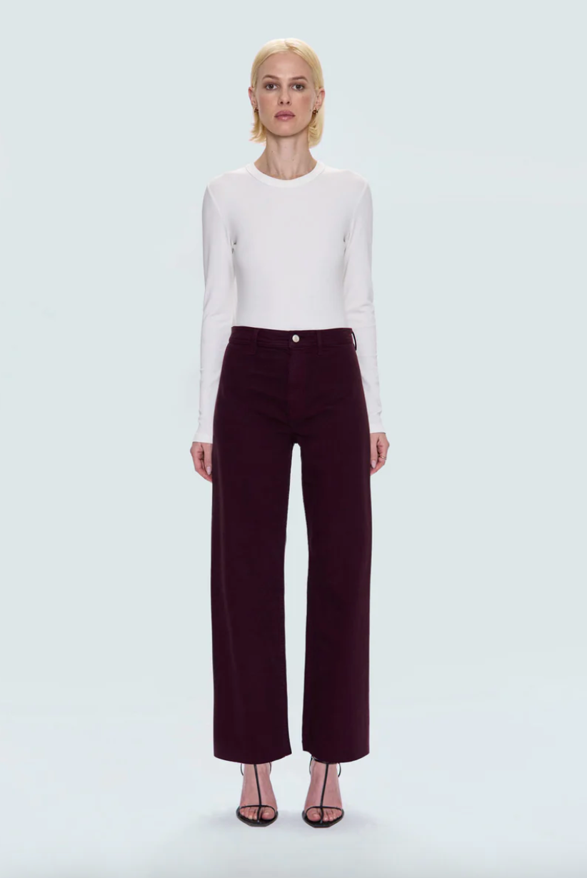 Penny Wide Leg Denim Pants Claret