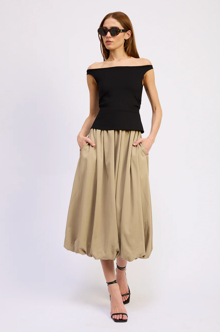 brown mixed media dress Lorie Mixed Media Maxi Dress in Brown L / Brown