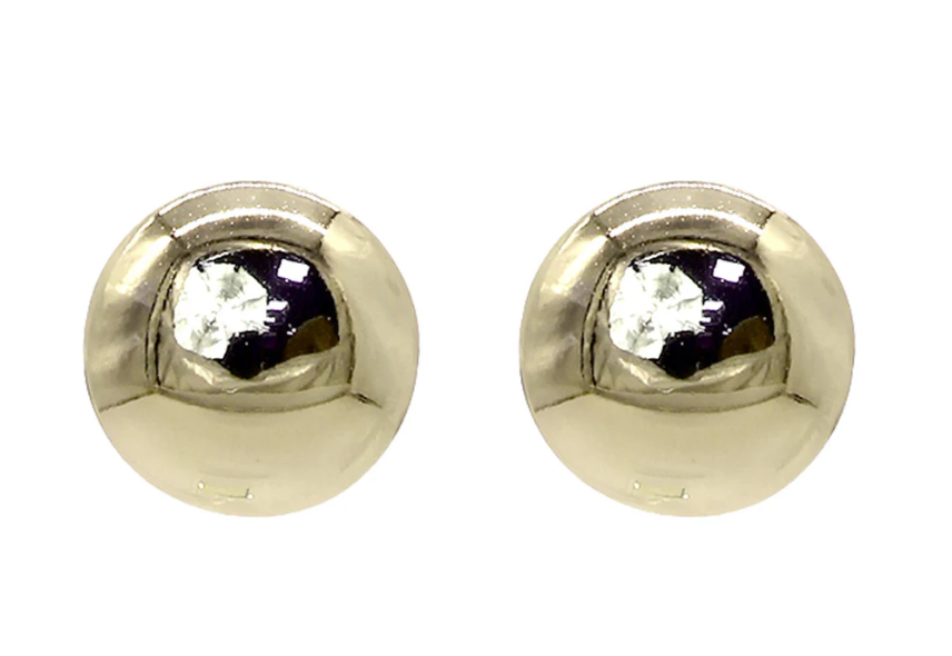 Earring Shiny Dome Stud Bright Gold
