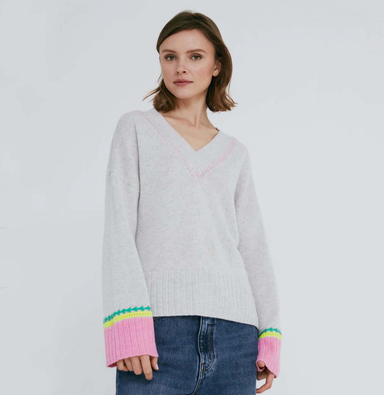 Oversized V Sweater With Crochet