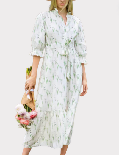 Catherine Dress Green/White Floral
