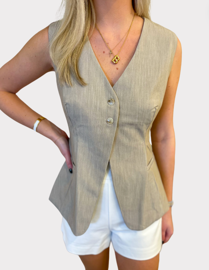 Button Front Sleeveless Vest