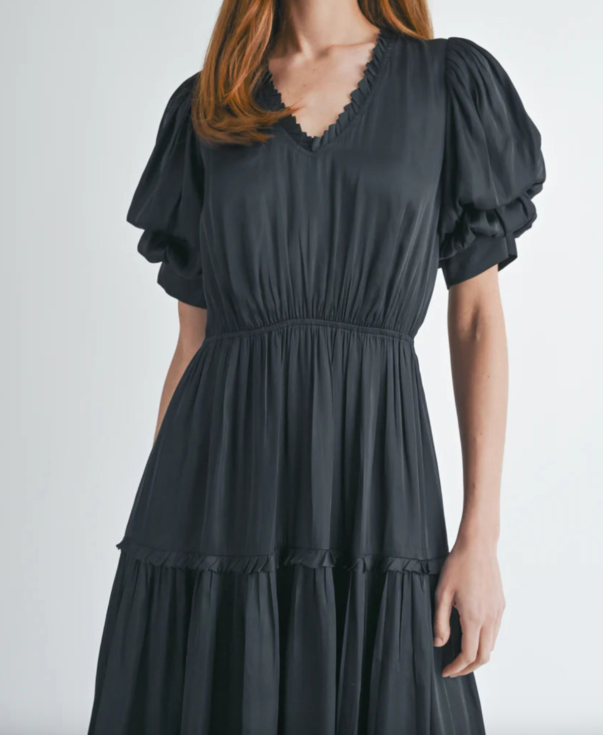 Bubble Sleeve Midi Dress