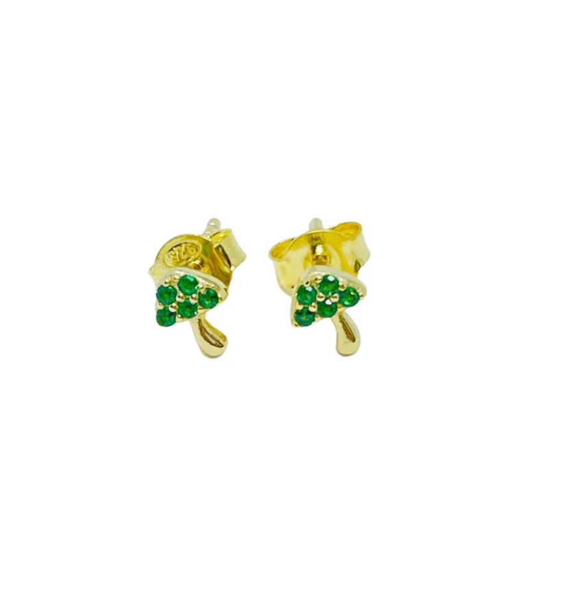 Mushroom Stud Earrings Green