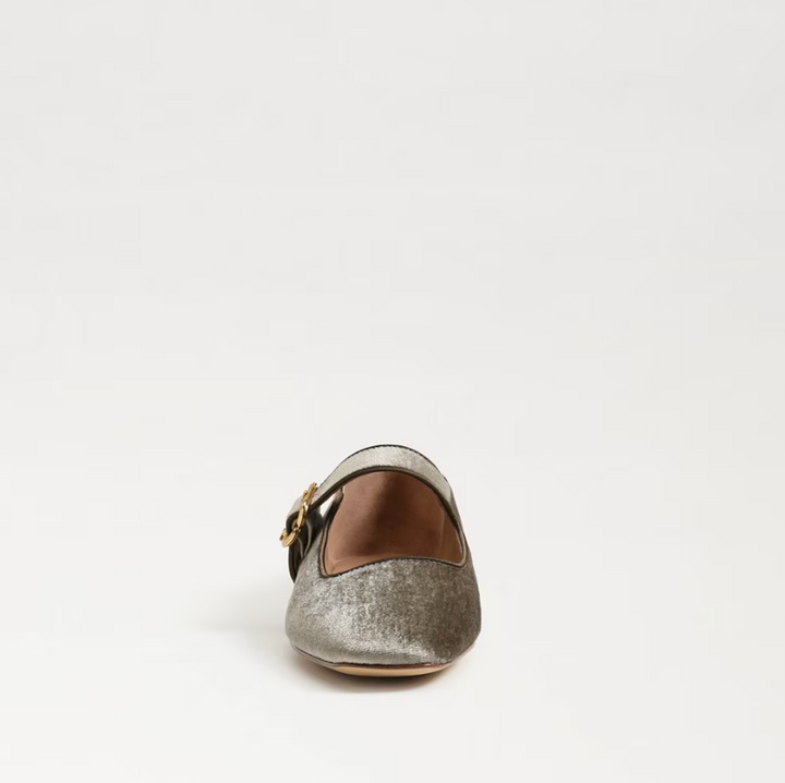 Michaela Mary Jane Flat Dk Silver Sage Velvet