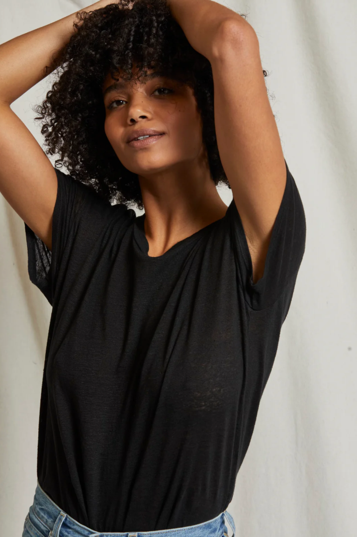 Patsy Linen Jersey Spandex Crew Tee True Black