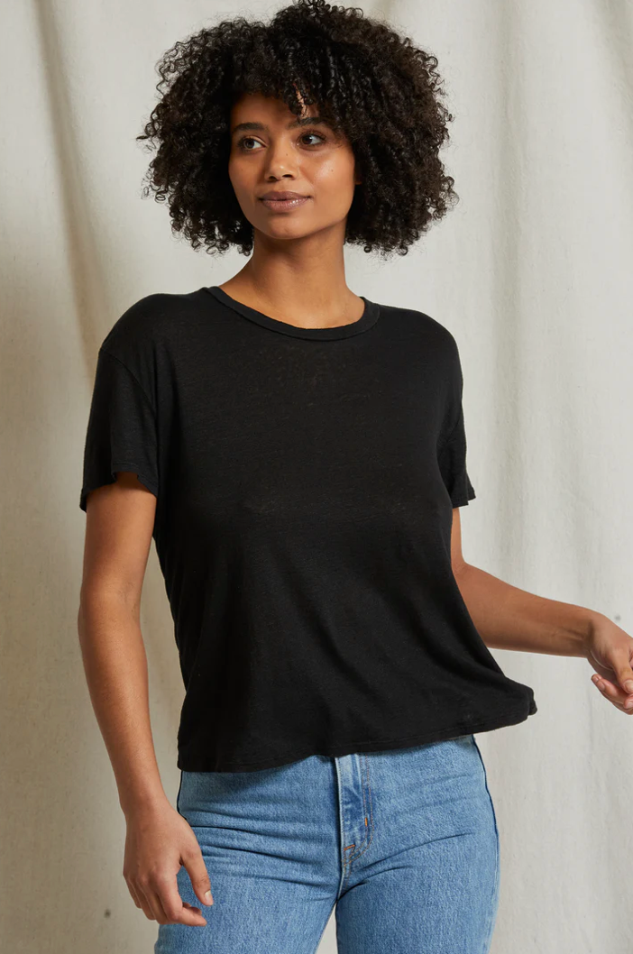 Patsy Linen Jersey Spandex Crew Tee True Black