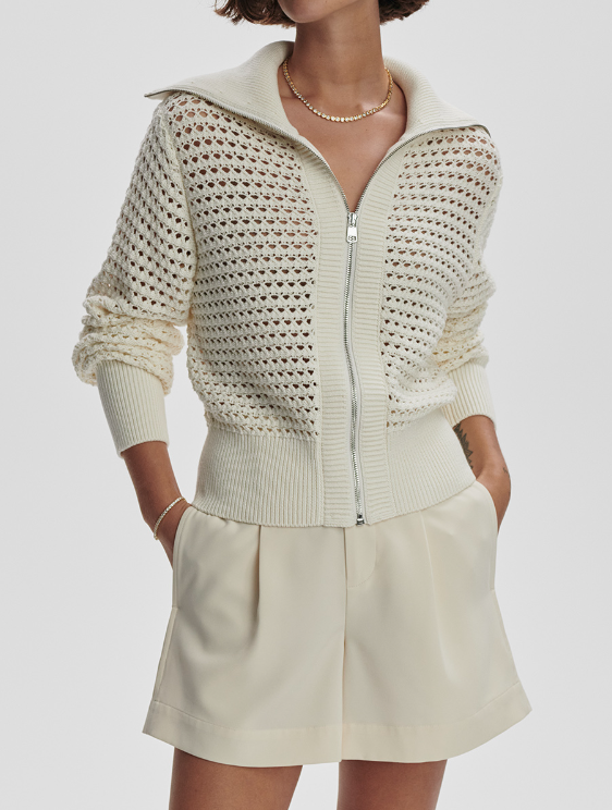 Eloise Full Zip Knit Egret