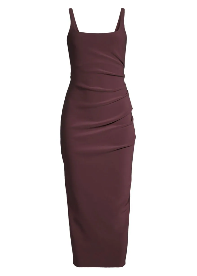 Karina Tuck Midi Dress Plum