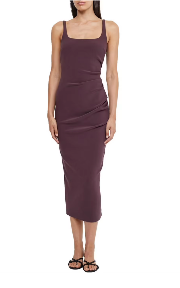 Karina Tuck Midi Dress Plum