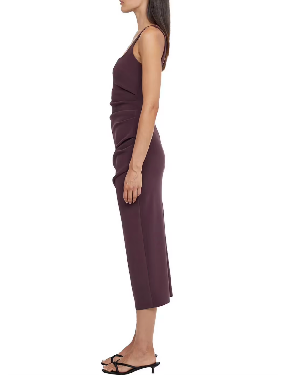 Karina Tuck Midi Dress Plum