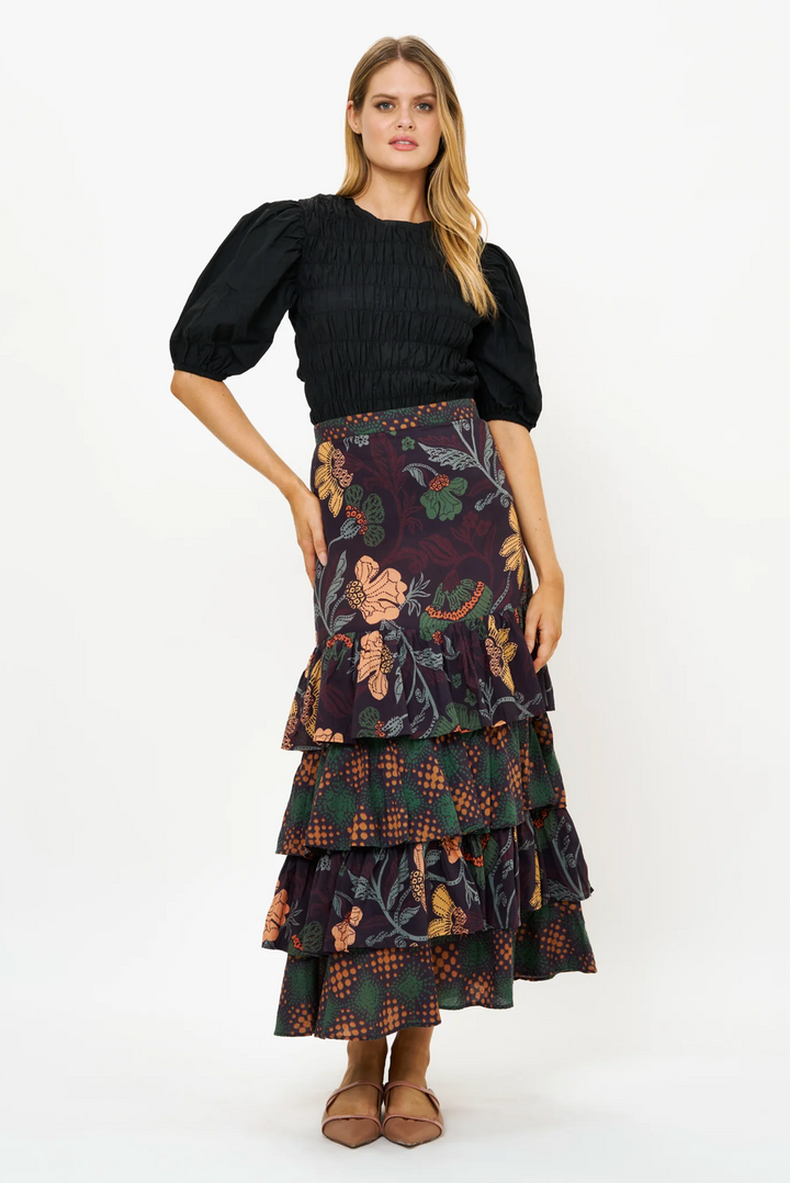 Ruffle Maxi Skirt Turin Wine