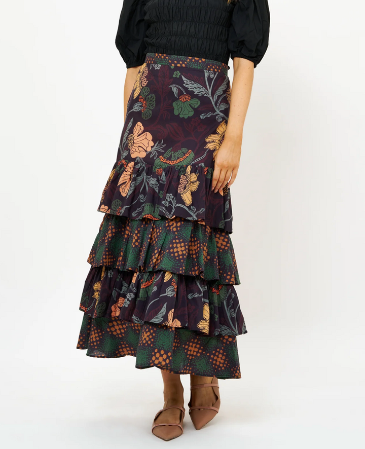 Ruffle Maxi Skirt Turin Wine