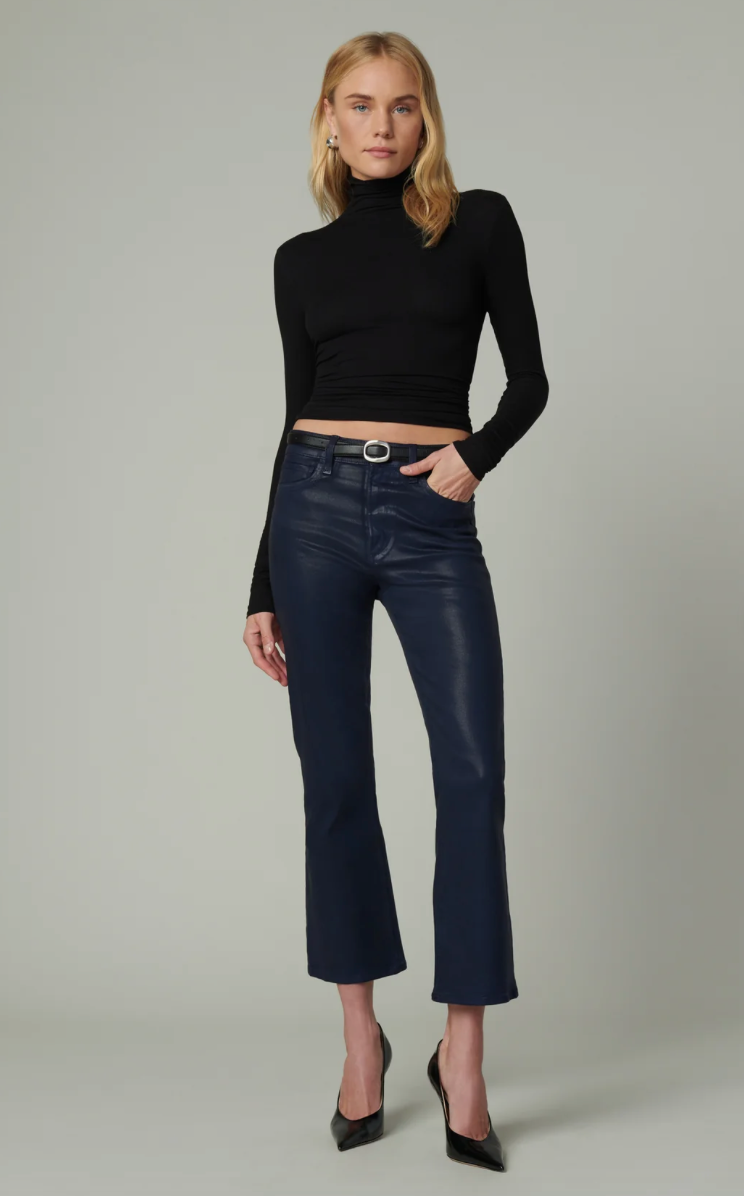 The Callie Coated High Rise Cropped Bootcut Navy