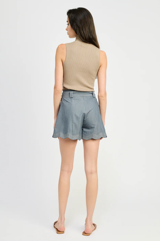 Angeline Scallop Hem Shorts