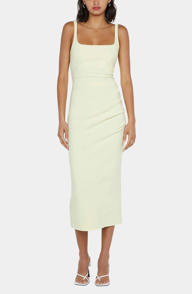 Karina Tuck Midi Dress Ice Yellow